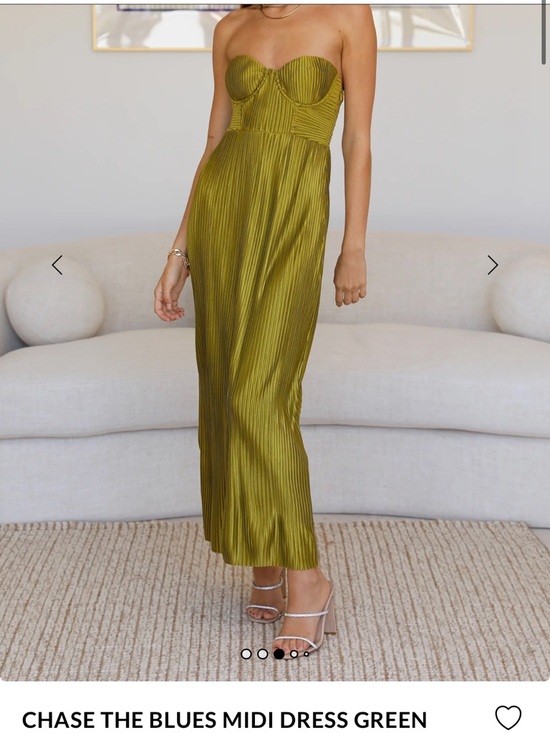 Hello Molly Dresses & Skirts - Hello Molly - Green Strapless Pleated Midi Dress